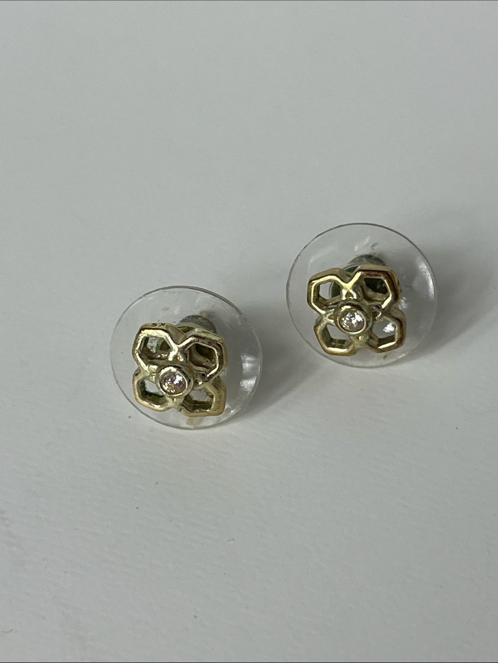 Kendra Scott Gold Floral Stud Earrings with Clear Back